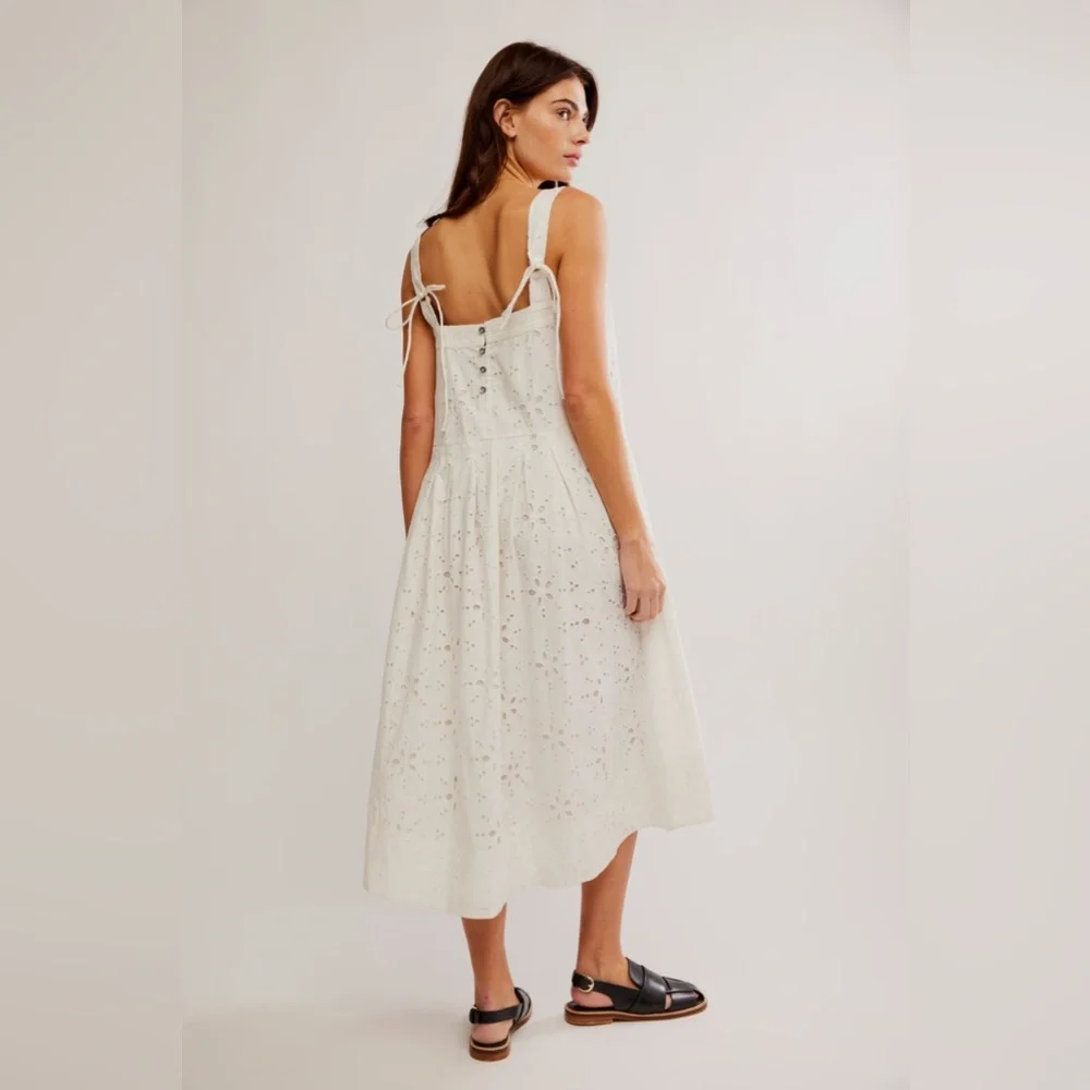 Free People White Eyelet Midi Dress